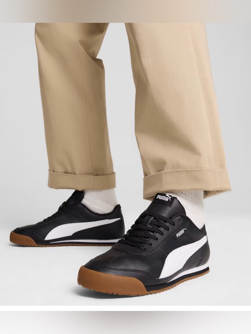 PUMA MENS TORINO ll Black & White Low-Top Sneakers Size US 8  8.5  9  9.5